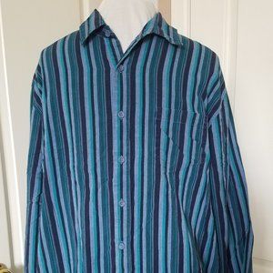 No Bounderies Blue/Green Black Striped shirt Mens